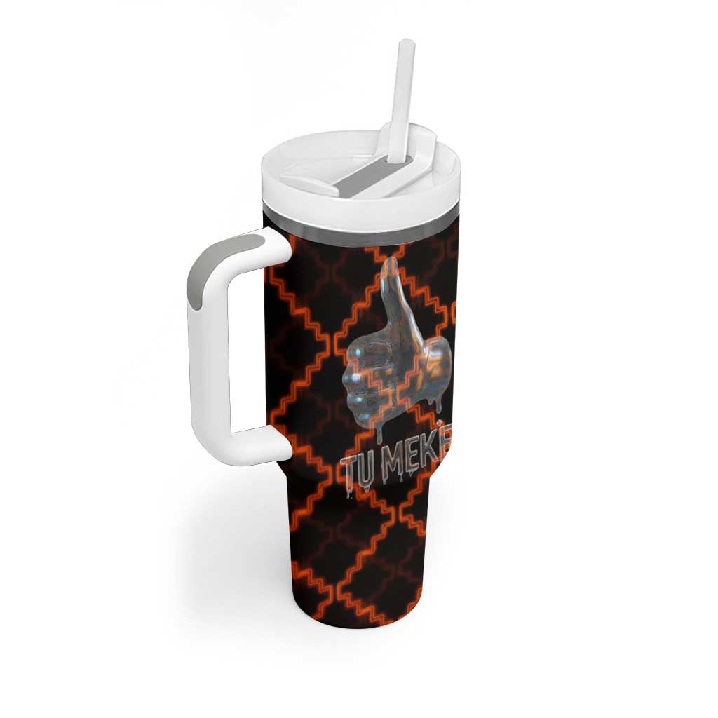Tu Meke Maori New Zealand Slang Tumbler With Handle with Glow Neon Step Style TS04 - Polynesian Pride