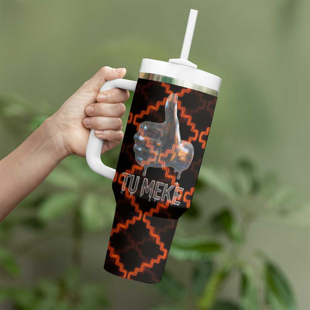 Tu Meke Maori New Zealand Slang Tumbler With Handle with Glow Neon Step Style TS04 - Polynesian Pride