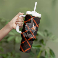 Tu Meke Maori New Zealand Slang Tumbler With Handle with Glow Neon Step Style TS04 - Polynesian Pride
