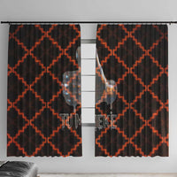 Tu Meke Maori New Zealand Slang Window Curtain with Glow Neon Step Style TS04 With Hooks Black Orange - Polynesian Pride