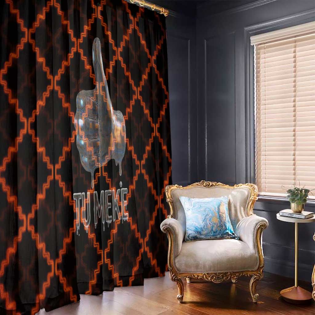 Tu Meke Maori New Zealand Slang Window Curtain with Glow Neon Step Style TS04 - Polynesian Pride
