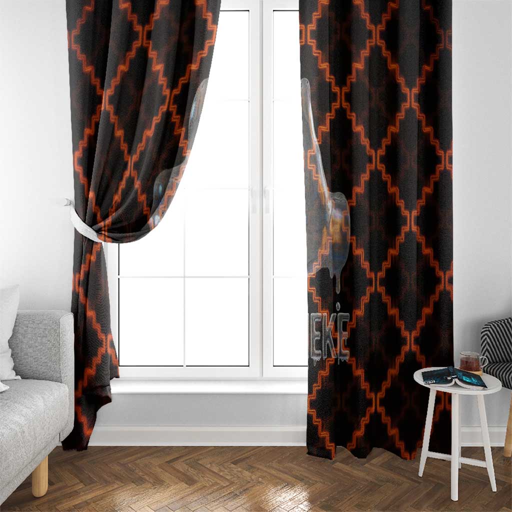 Tu Meke Maori New Zealand Slang Window Curtain with Glow Neon Step Style TS04 - Polynesian Pride