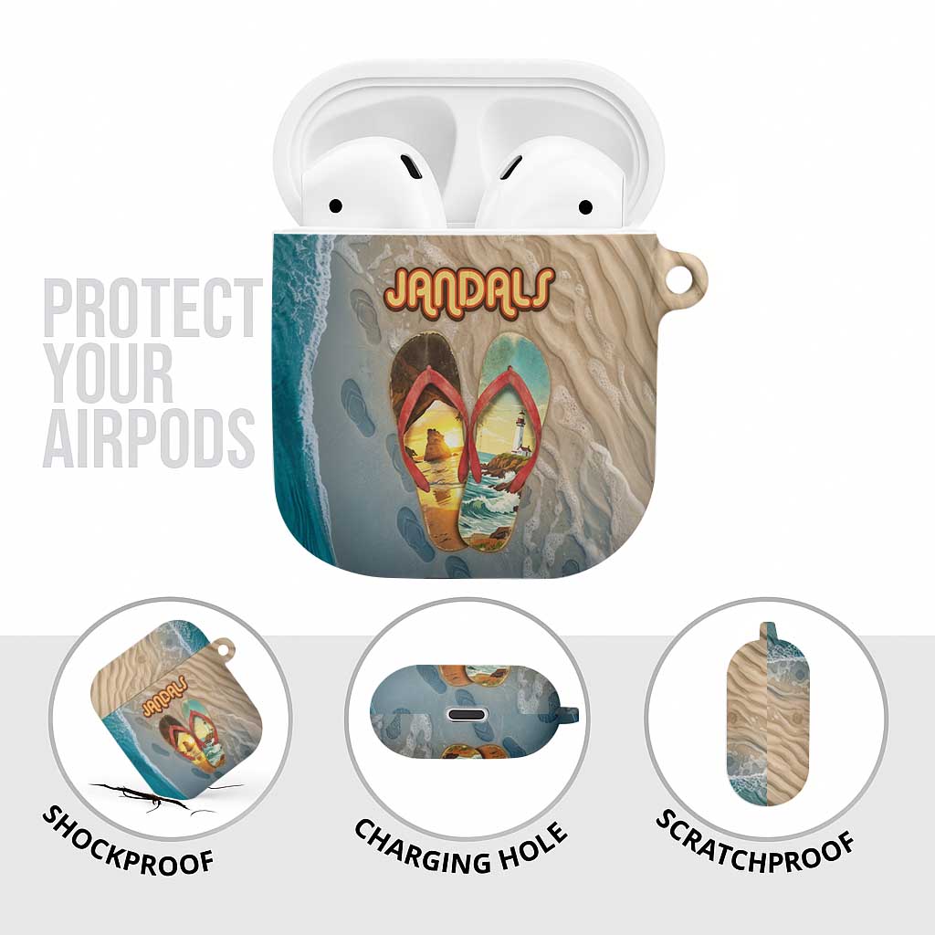 Kiwi Jandal Beach Life AirPods Case New Zealand Flip Flops Ocean Wave Surf Style TS04 - Polynesian Pride