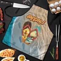 Kiwi Jandal Beach Life Apron New Zealand Flip Flops Ocean Wave Surf Style TS04 Beige Cyan - Polynesian Pride