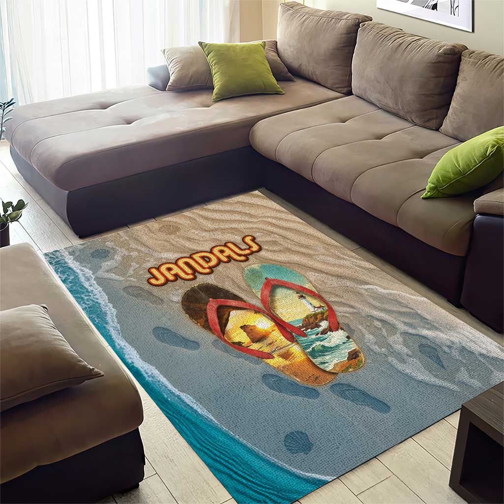 Kiwi Jandal Beach Life Area Rug New Zealand Flip Flops Ocean Wave Surf Style TS04 - Polynesian Pride