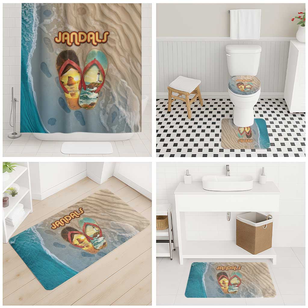 Kiwi Jandal Beach Life Bathroom Set New Zealand Flip Flops Ocean Wave Surf Style TS04 - Polynesian Pride