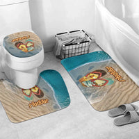 Kiwi Jandal Beach Life Bathroom Set New Zealand Flip Flops Ocean Wave Surf Style TS04 Mat Set Only (3 pcs) One Size Beige Cyan - Polynesian Pride