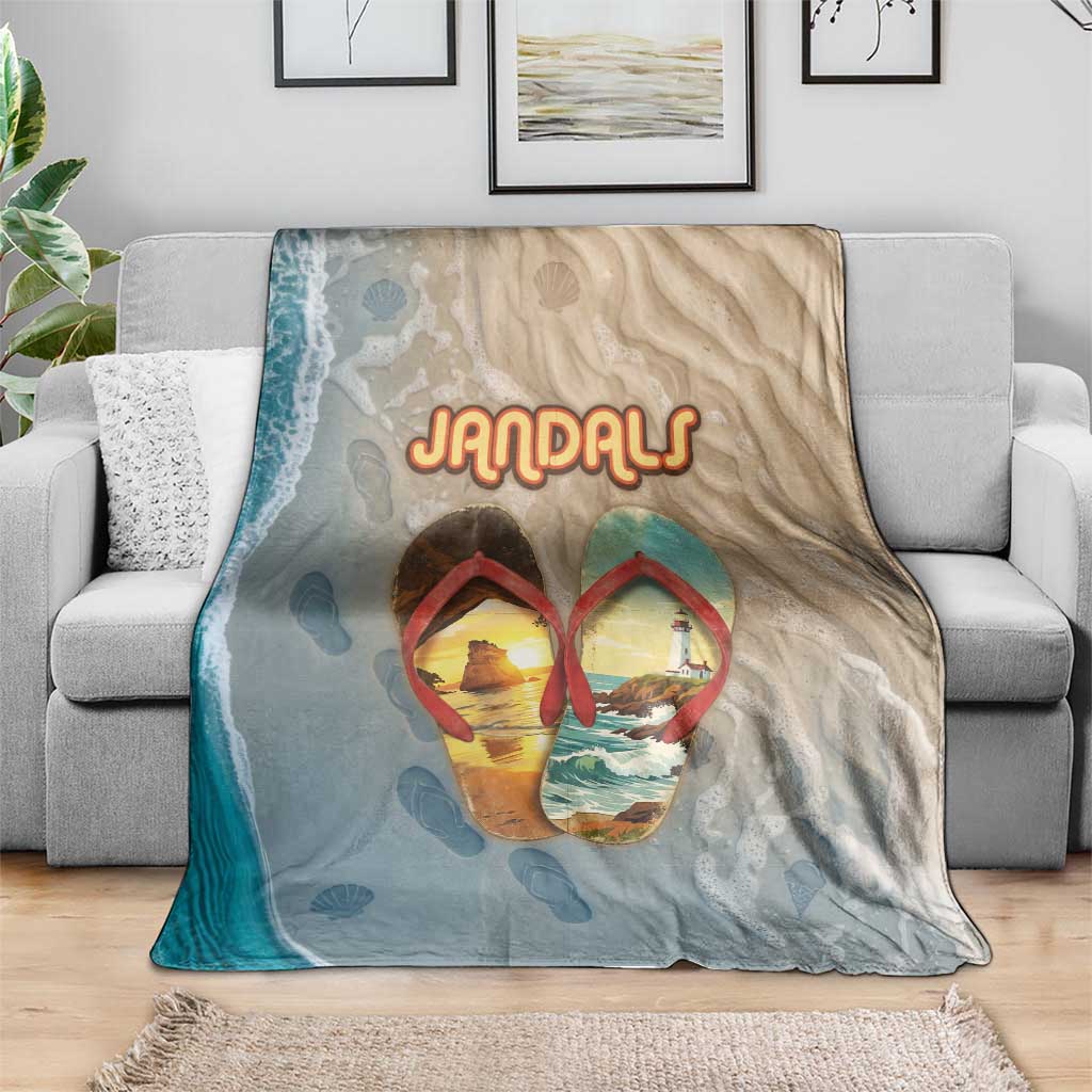 Kiwi Jandal Beach Life Blanket New Zealand Flip Flops Ocean Wave Surf Style TS04 - Polynesian Pride
