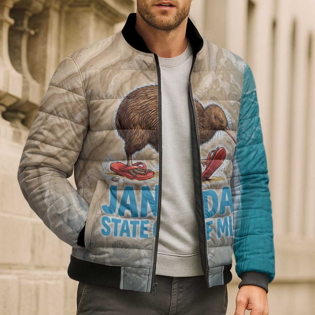 Kiwi Jandal Beach Life Bomber Puffer Jacket New Zealand Flip Flops Ocean Wave Surf Style TS04 - Polynesian Pride