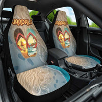Kiwi Jandal Beach Life Car Seat Cover New Zealand Flip Flops Ocean Wave Surf Style TS04 One Size Beige Cyan - Polynesian Pride