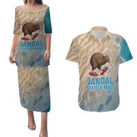 Kiwi Jandal Beach Life Couples Matching Puletasi and Hawaiian Shirt New Zealand Flip Flops Ocean Wave Surf Style