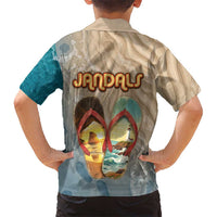 Kiwi Jandal Beach Life Family Matching Off The Shoulder Long Sleeve Dress and Hawaiian Shirt New Zealand Flip Flops Ocean Wave Surf Style