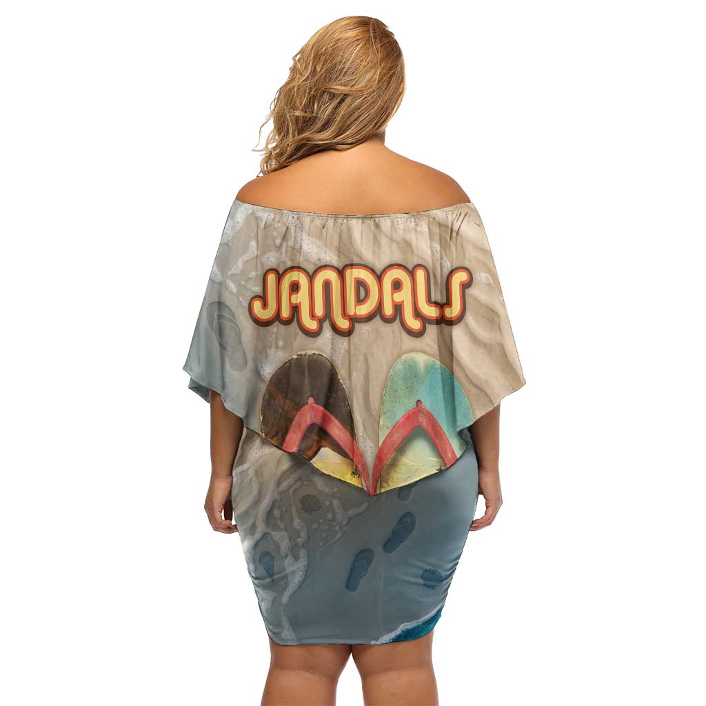 Kiwi Jandal Beach Life Family Matching Off Shoulder Short Dress and Hawaiian Shirt New Zealand Flip Flops Ocean Wave Surf Style