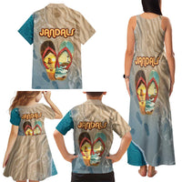 Kiwi Jandal Beach Life Family Matching Tank Maxi Dress and Hawaiian Shirt New Zealand Flip Flops Ocean Wave Surf Style