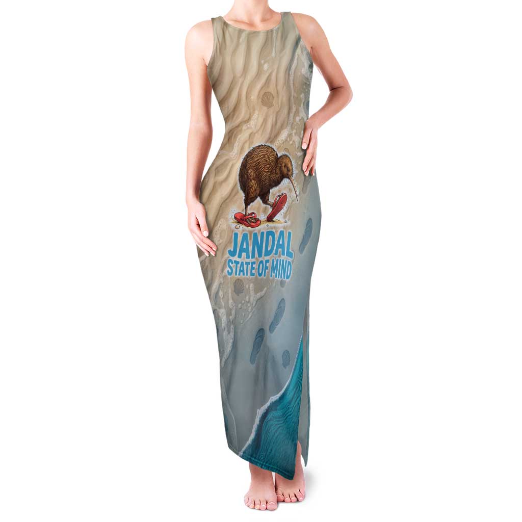 Kiwi Jandal Beach Life Family Matching Tank Maxi Dress and Hawaiian Shirt New Zealand Flip Flops Ocean Wave Surf Style