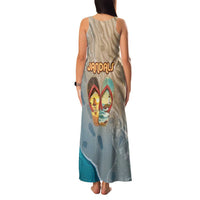 Kiwi Jandal Beach Life Family Matching Tank Maxi Dress and Hawaiian Shirt New Zealand Flip Flops Ocean Wave Surf Style