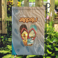 Kiwi Jandal Beach Life Garden Flag New Zealand Flip Flops Ocean Wave Surf Style TS04 Garden Flag Beige Cyan - Polynesian Pride