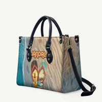 Kiwi Jandal Beach Life Leather Bag New Zealand Flip Flops Ocean Wave Surf Style TS04 Beige Cyan - Polynesian Pride