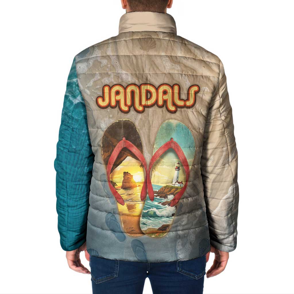 Kiwi Jandal Beach Life Padded Jacket New Zealand Flip Flops Ocean Wave Surf Style TS04 - Polynesian Pride