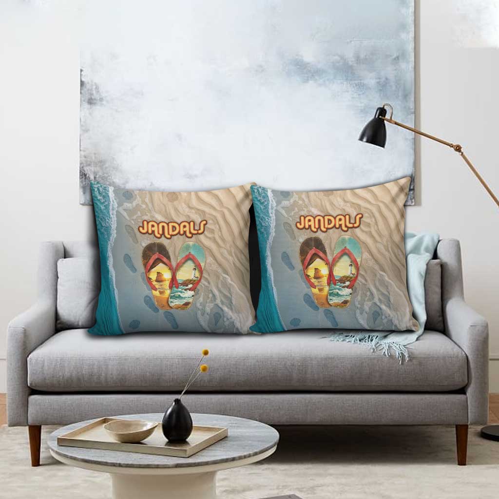 Kiwi Jandal Beach Life Pillow Cover New Zealand Flip Flops Ocean Wave Surf Style TS04 - Polynesian Pride