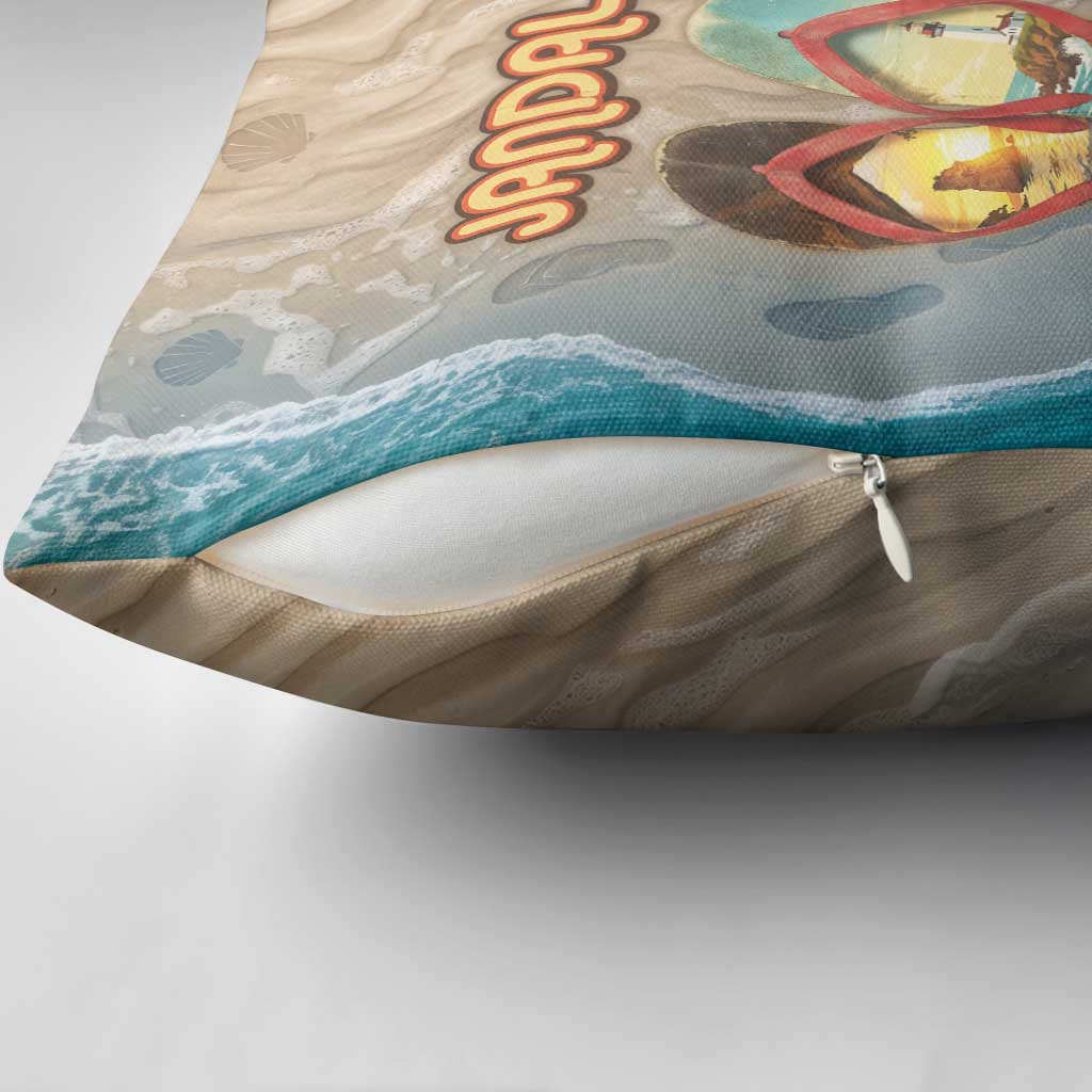 Kiwi Jandal Beach Life Pillow Cover New Zealand Flip Flops Ocean Wave Surf Style TS04 - Polynesian Pride