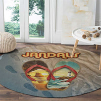 Kiwi Jandal Beach Life Round Carpet New Zealand Flip Flops Ocean Wave Surf Style TS04 - Polynesian Pride