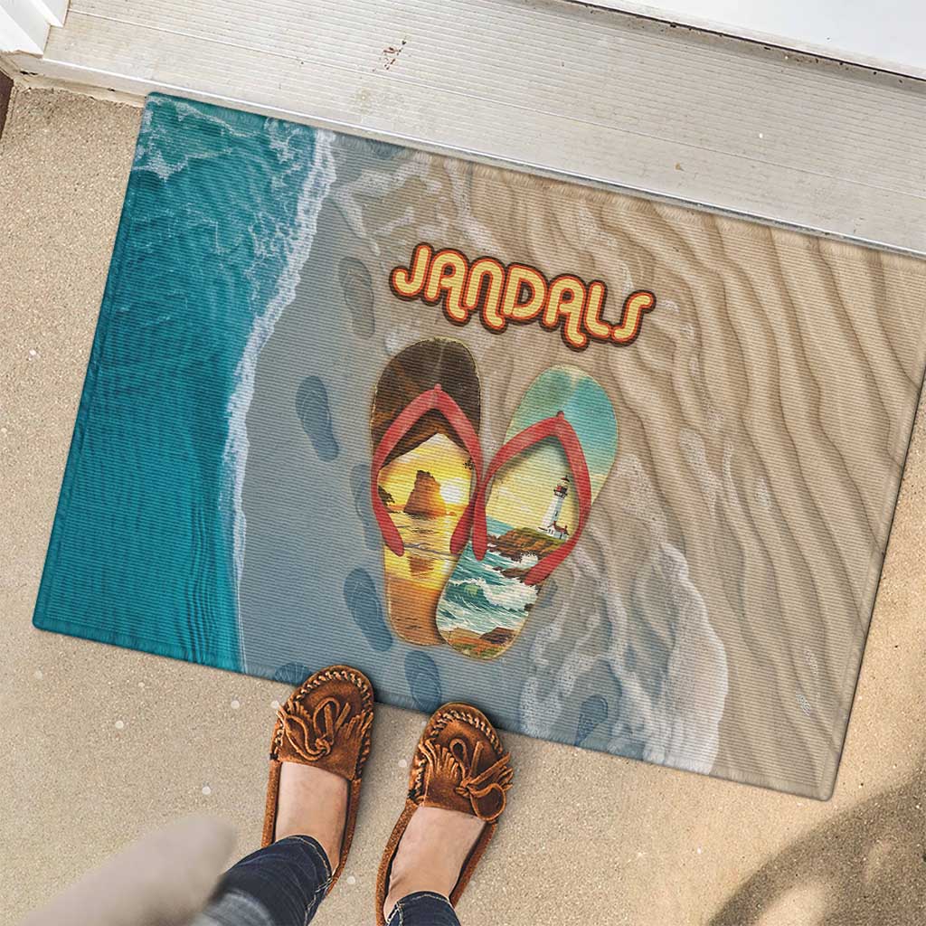 Kiwi Jandal Beach Life Rubber Doormat New Zealand Flip Flops Ocean Wave Surf Style TS04 - Polynesian Pride
