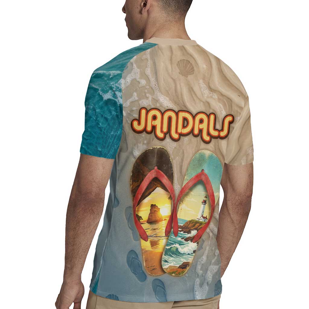 Kiwi Jandal Beach Life Rugby Jersey New Zealand Flip Flops Ocean Wave Surf Style TS04 - Polynesian Pride