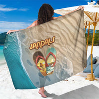 Kiwi Jandal Beach Life Sarong New Zealand Flip Flops Ocean Wave Surf Style TS04 One Size 44 x 66 inches Beige Cyan - Polynesian Pride