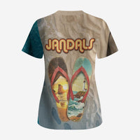 Kiwi Jandal Beach Life Scrub Top New Zealand Flip Flops Ocean Wave Surf Style TS04 - Polynesian Pride
