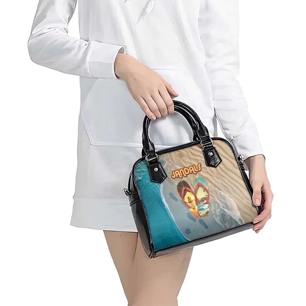 Kiwi Jandal Beach Life Shoulder Handbag New Zealand Flip Flops Ocean Wave Surf Style TS04 - Polynesian Pride