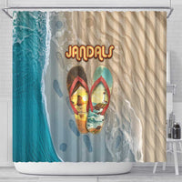 Kiwi Jandal Beach Life Shower Curtain New Zealand Flip Flops Ocean Wave Surf Style TS04 - Polynesian Pride