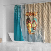 Kiwi Jandal Beach Life Shower Curtain New Zealand Flip Flops Ocean Wave Surf Style TS04 - Polynesian Pride