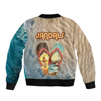 Kiwi Jandal Beach Life Sleeve Zip Bomber Jacket New Zealand Flip Flops Ocean Wave Surf Style