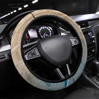 Kiwi Jandal Beach Life Steering Wheel Cover New Zealand Flip Flops Ocean Wave Surf Style TS04 Universal Fit Beige Cyan - Polynesian Pride