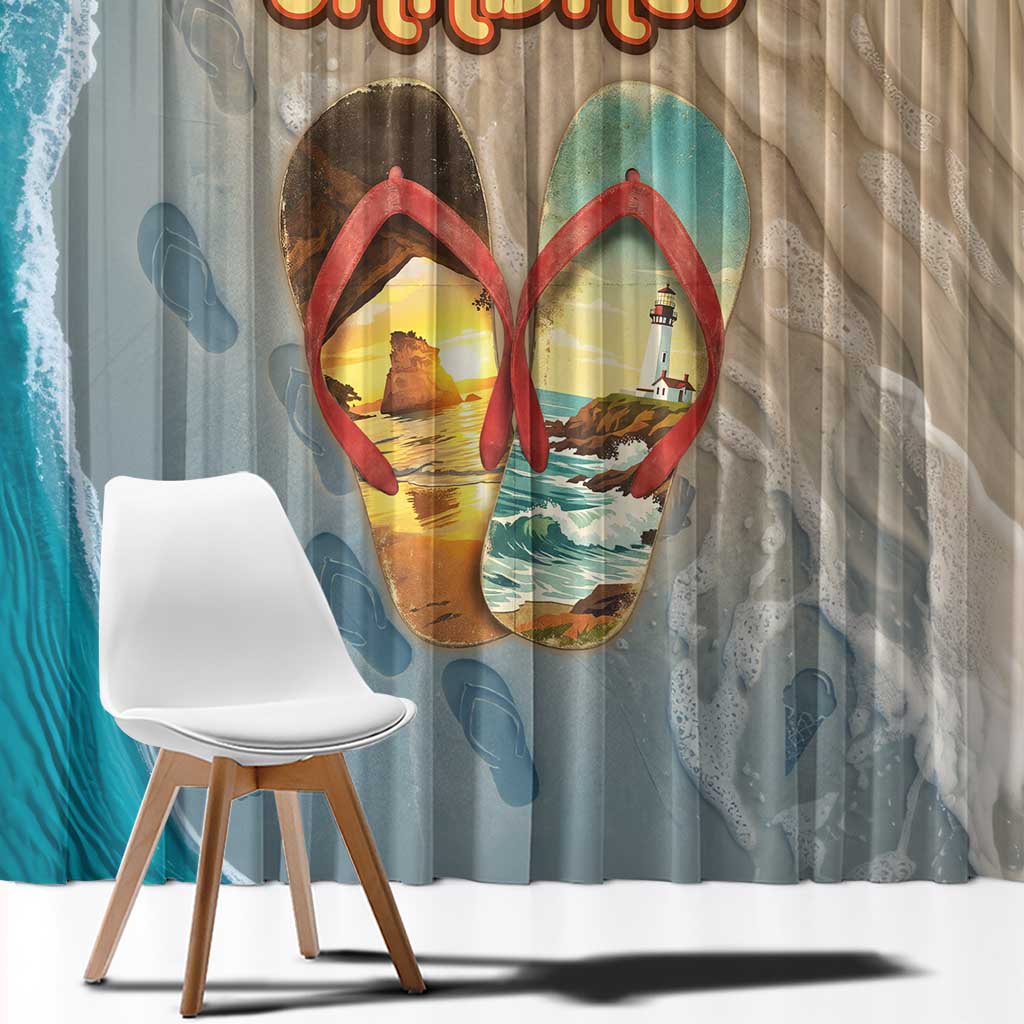 Kiwi Jandal Beach Life Window Curtain New Zealand Flip Flops Ocean Wave Surf Style TS04 - Polynesian Pride