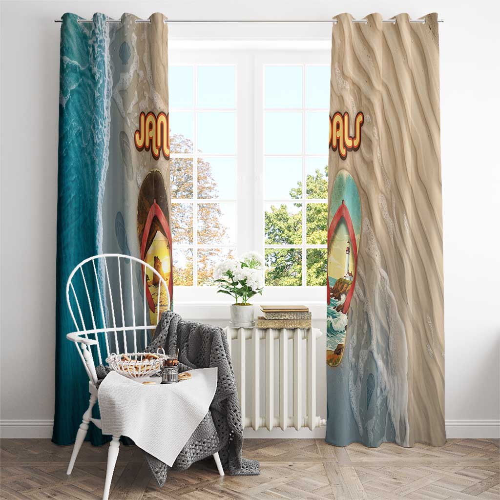 Kiwi Jandal Beach Life Window Curtain New Zealand Flip Flops Ocean Wave Surf Style TS04 - Polynesian Pride