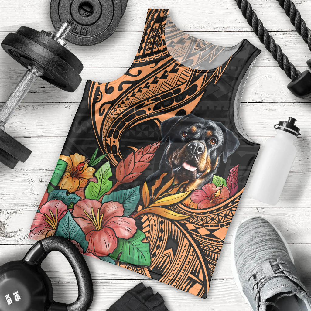 Polynesian Rottweiler Men Tank Top Polynesian Pattern And Rottweiler TS04 Black - Polynesian Pride