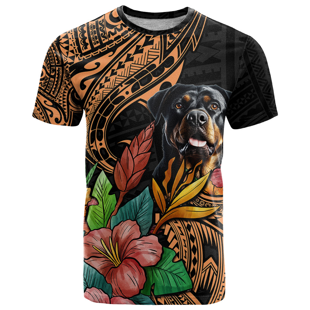 Polynesian Rottweiler T Shirt Polynesian Pattern And Rottweiler TS04 Black - Polynesian Pride