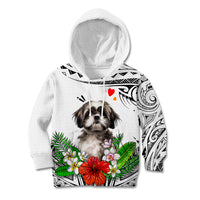Polynesian Shih Tzu Kid Hoodie Polynesian Pattern And Shih Tzu TS04 Hoodie White - Polynesian Pride