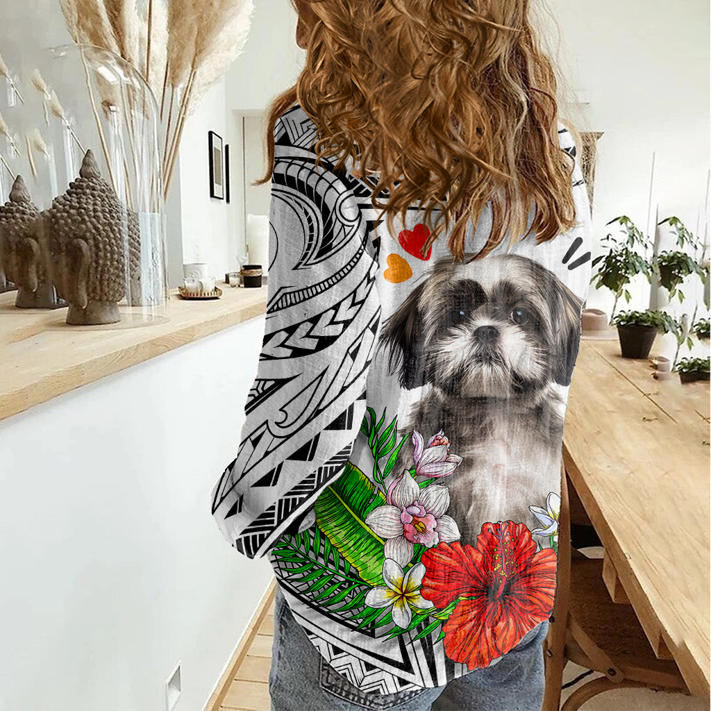 Polynesian Shih Tzu Women Casual Shirt Polynesian Pattern And Shih Tzu TS04 - Polynesian Pride
