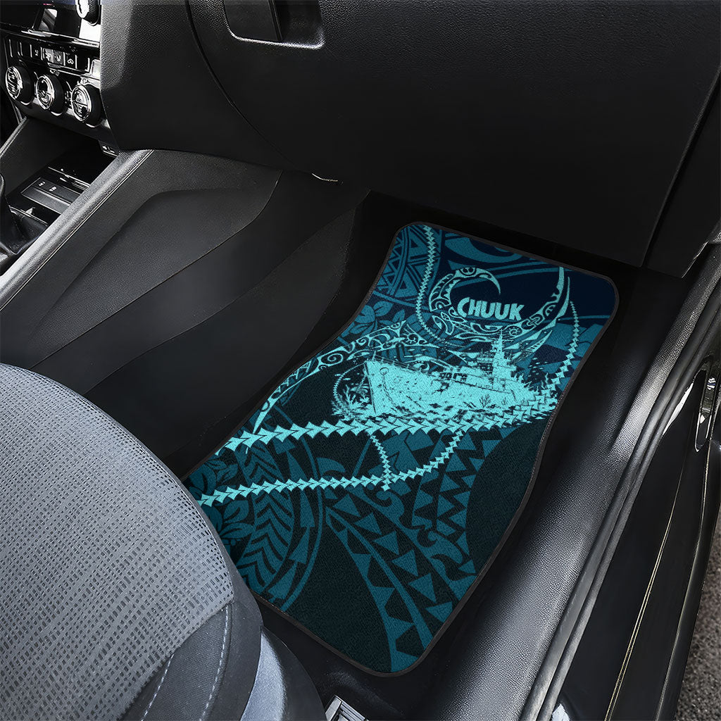 Chuuk Deep Into Truk Lagoon Car Mats Polynesian Tribal Pattern Wreck Diving Teal Ship Art