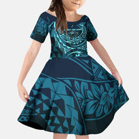Chuuk Deep Into Truk Lagoon Family Matching Off Shoulder Maxi Dress and Hawaiian Shirt Polynesian Tribal Pattern Wreck Diving Teal Ship Art