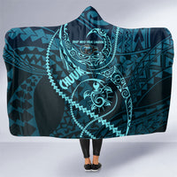 Chuuk Deep Into Truk Lagoon Hooded Blanket Polynesian Tribal Pattern Wreck Diving Teal Ship Art