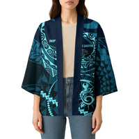 Chuuk Deep Into Truk Lagoon Kimono Polynesian Tribal Pattern Wreck Diving Teal Ship Art