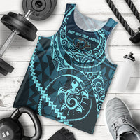 Chuuk Deep Into Truk Lagoon Men Tank Top Polynesian Tribal Pattern Wreck Diving Teal Ship Art