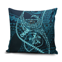 Chuuk Deep Into Truk Lagoon Pillow Cover Polynesian Tribal Pattern Wreck Diving Teal Ship Art