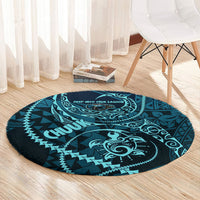 Chuuk Deep Into Truk Lagoon Round Carpet Polynesian Tribal Pattern Wreck Diving Teal Ship Art