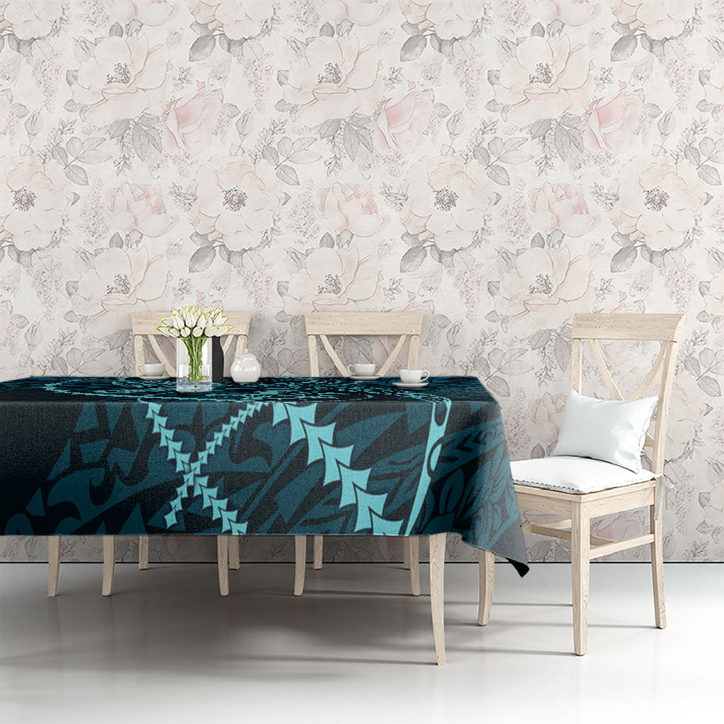 Chuuk Deep Into Truk Lagoon Tablecloth Polynesian Tribal Pattern Wreck Diving Teal Ship Art