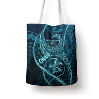 Chuuk Deep Into Truk Lagoon Tote Bag Polynesian Tribal Pattern Wreck Diving Teal Ship Art